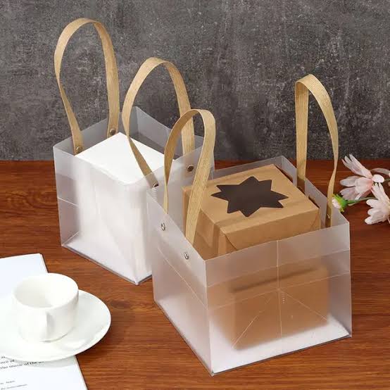 images-1 Frosted gift bags with bamboo handles - Image 1