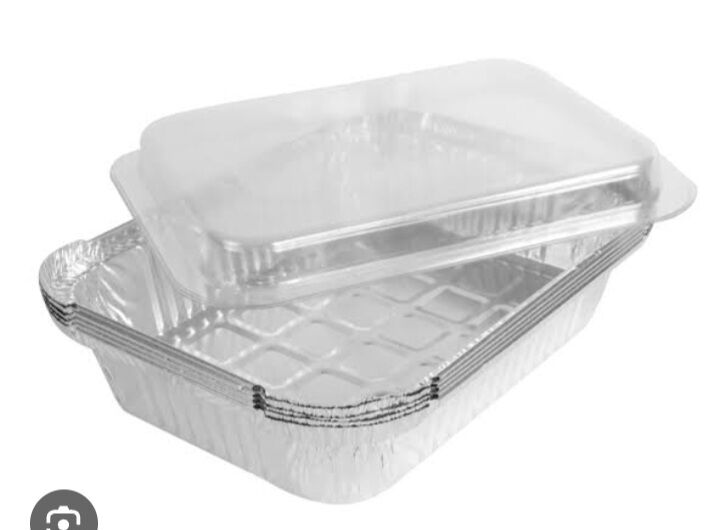Small ( A5 size ) Foil Container With Clear Lids - Pack of 5 - Image 1